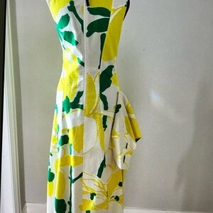 Marni Asymmetrical Dress in Yellow and Green Floral